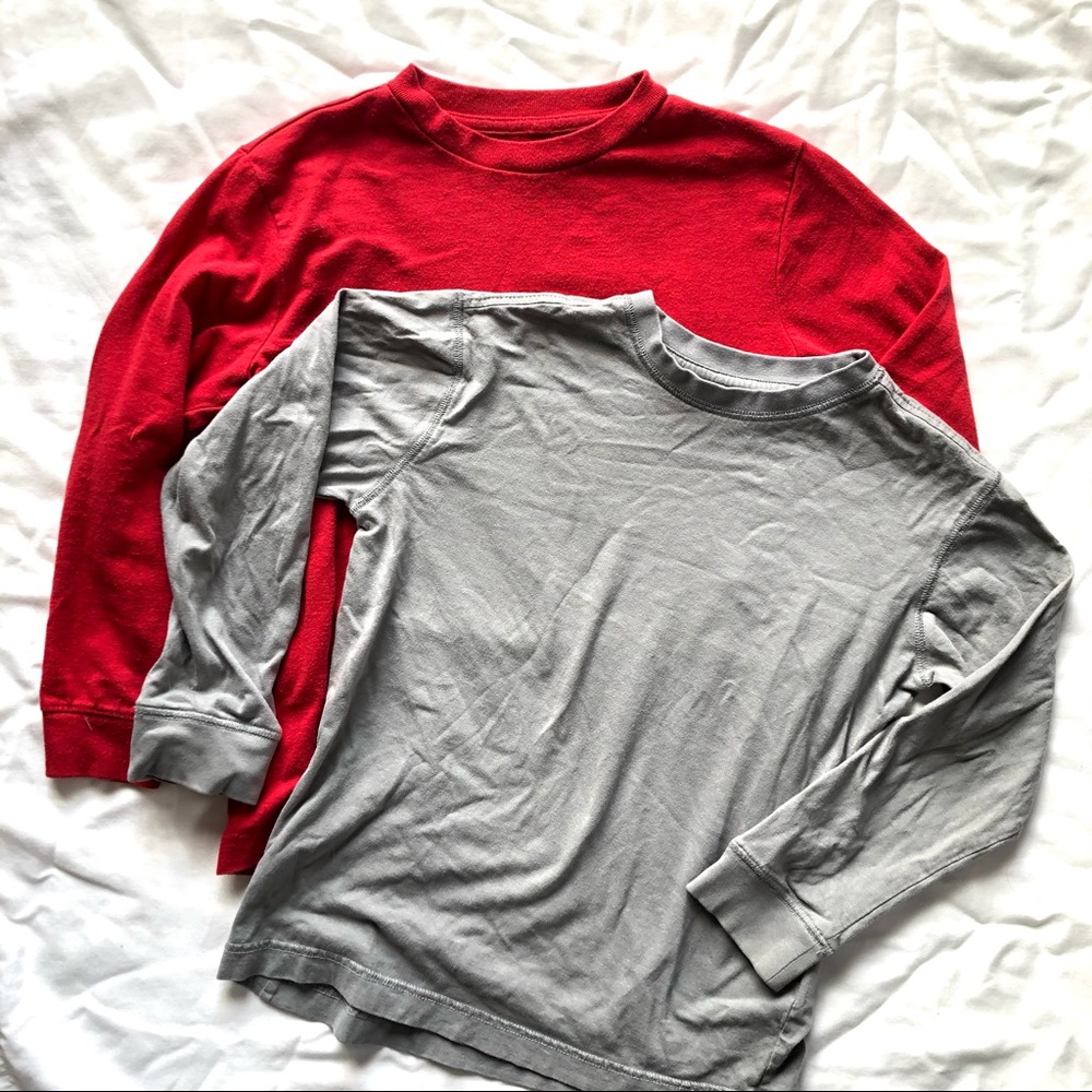 Boys Size Small 6 / 7 Solid Basic Long Sleeve Tees
